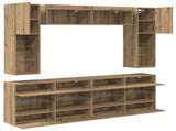 TV Wall Cabinet Set with LED 6 pcs Artisan Oak Engineered Wood 3402996