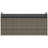 Storage Bench with Cushion Grey 115x51x52 cm Poly Rattan 365728