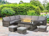Seven-Piece Firepit Table Rattan Sofa Set - Grey T3398P315906
