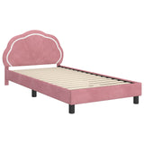 Children's Bed Frame with Headboard Pink 90 x 200 cm Velvet 42010925