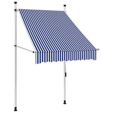 ZNTS Manual Retractable Awning 100 cm Blue and White Stripes 145829