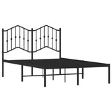 Metal Bed Frame without Mattress with Headboard Black 120x190cm 373786