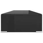 ZNTS TV Stand/Monitor Riser Glass Black 100x30x13 cm 244139