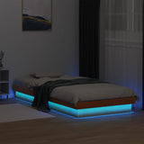 LED Bed Frame without Mattress Wax Brown 90x190 cm Single Solid Wood 844420
