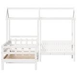 Day Bed and Bench Set with Roof without Mattress White 80x200 cm 3282319