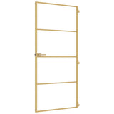 Interior Door Slim Golden 93x201.5 cm Tempered Glass and Aluminium 155134