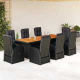 Garden Dining Set Black PE Rattan 8-Seater 3277651