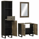 ZNTS 3 Piece Bathroom Furniture Set Black Solid Wood Mango 3310001