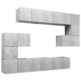 10 Piece TV Cabinet Set Concrete Grey Engineered Wood 3079144