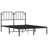 Metal Bed Frame without Mattress with Headboard Black 150x200cm 373889
