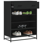 ZNTS Shoe Cabinet Black 75x38x97.5 cm Engineered Wood and Metal 3300875