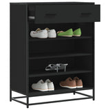 ZNTS Shoe Cabinet Black 75x38x97.5 cm Engineered Wood and Metal 3300875