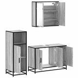 ZNTS 3 Piece Bathroom Furniture Set Grey Sonoma Engineered Wood 3300953