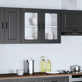 Kitchen Wall Cabinet with Glass Door Porto Black 854088