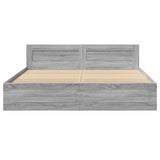 Bed Frame with Headboard without Mattress Grey Sonoma 200x200 cm 3295539