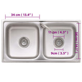 Camping Sink Double Basins with Tap Stainless Steel 151212