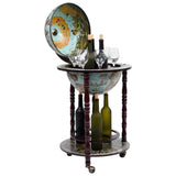 Globe Bar Wine Stand Eucalyptus Wood Blue 320905