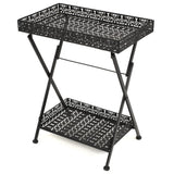 245941 Folding Tea Table Vintage Style Metal 58x35x72 cm Black