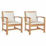 Chair 2 pcs Brown and Cream 65 x 60 x 76.5 cm Solid Teak Wood 42006405