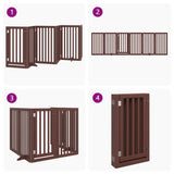 Dog Gate with Door Foldable 6 Panels Brown 300 cm Poplar Wood 352263