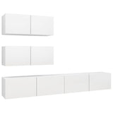 4 Piece TV Cabinet Set White Engineered Wood 3078711
