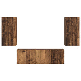 TV Wall Cabinet Set Wall-mounted 4 pcs Old Wood Engineered Wood 3408914