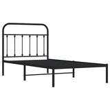 Bed Frame Black Powder-Coated Steel Single Bed Frame 352572