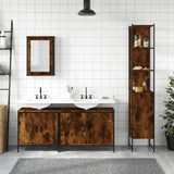 4 Piece Bathroom Furniture Set Smoked Oak Engineered Wood 3214812