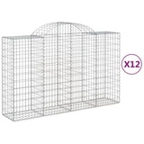 Arched Gabion Baskets 12 pcs 200x50x120/140 cm Galvanised Iron 3146351