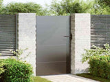 Garden Gate with Lock Black 85 x 175 cm Powder-coated steel 42015882