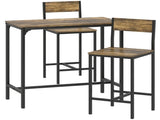 3-Piece Bar Table Set with 2 Stools, Industrial Breakfast Bar Set with Footrest, Backrest for Dining T3398P555127