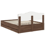 Bed Frame with Drawer Brown Oak 150 x 200 cm Engineer Wood 3412997