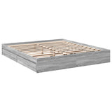 Bed Frame with Drawers without Mattress Grey Sonoma 200x200 cm 3280634