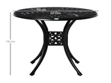 78 cm Round Garden Dining Table with Parasol Hole Antique Cast Aluminium Outdoor Table Only, Black T3398P322188