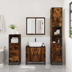 ZNTS 3 Piece Bathroom Furniture Set Smoked Oak Engineered Wood 3301007