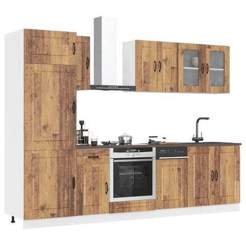 ZNTS 8 Piece Kitchen Cabinet Set Kalmar Old Wood Engineered Wood 3314799