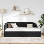 Corner Bed Frame with Headboard Black 90 x 200 cm Velvet 42016651