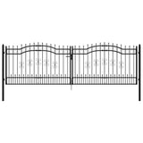 Fence Gate KAMPEN with Spear Top Black 394.5x125 cm Steel 151101
