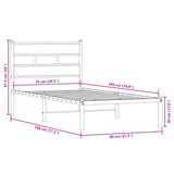 Metal Bed Frame without Mattress Sonoma Oak 75x190 cm Small Single 4017092