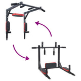 Pull Up Bar Dip Station Black and Red 89 x 59 x 70 cm 42009160