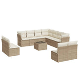 12 Piece Garden Sofa Set with Cushions Beige Poly Rattan 3217828