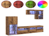 TV Wall Units Wall-mounted 6 pcs Old Wood Engineered Wood 3402974
