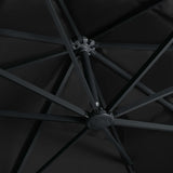 Cantilever Garden Parasol with LED Lights and Aluminium Pole 400x300 cm Black 47008