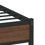 Metal Bed Frame without Mattress Brown Oak 137x190 cm 4007921