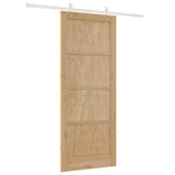 Sliding Door Natural and White 86 x 211 cm Solid Pine Wood 3445529