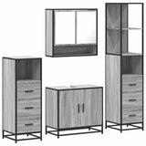 ZNTS 4 Piece Bathroom Furniture Set Grey Sonoma Engineered Wood 3301278