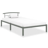 284663 Bed Frame without Mattress Grey Metal 100x200 cm