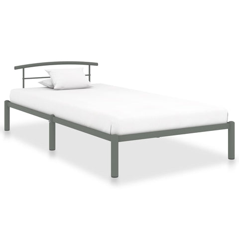 284663 Bed Frame without Mattress Grey Metal 100x200 cm