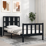 Bed Frame without Mattress Black Small Single Solid Wood Pine 3192195
