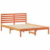 Bed Frame with Headboard Wax Brown 120 x 200 cm Solid Pine Wood 872292